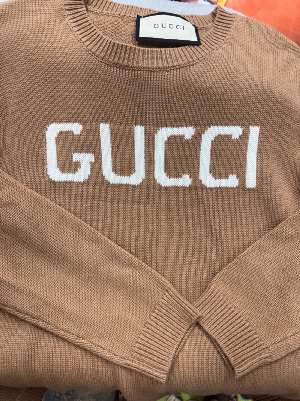GG Camel Crewneck Sweater